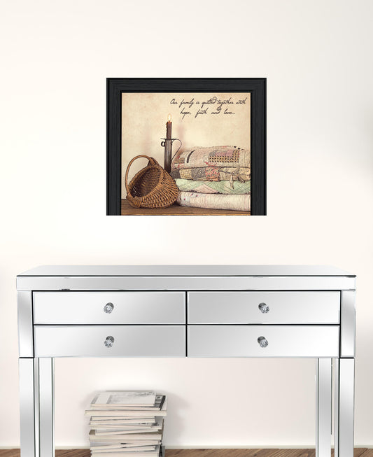 Quilted Family Inspriational Black Framed Print Wall Art