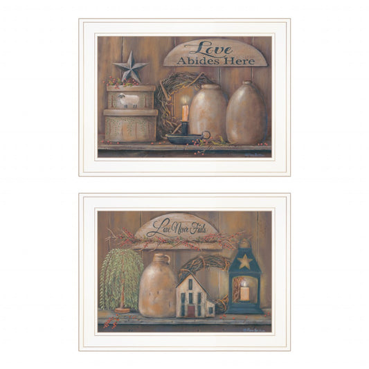 Set Of Two Americana Country Love Sentiment Framed Print Wall Art