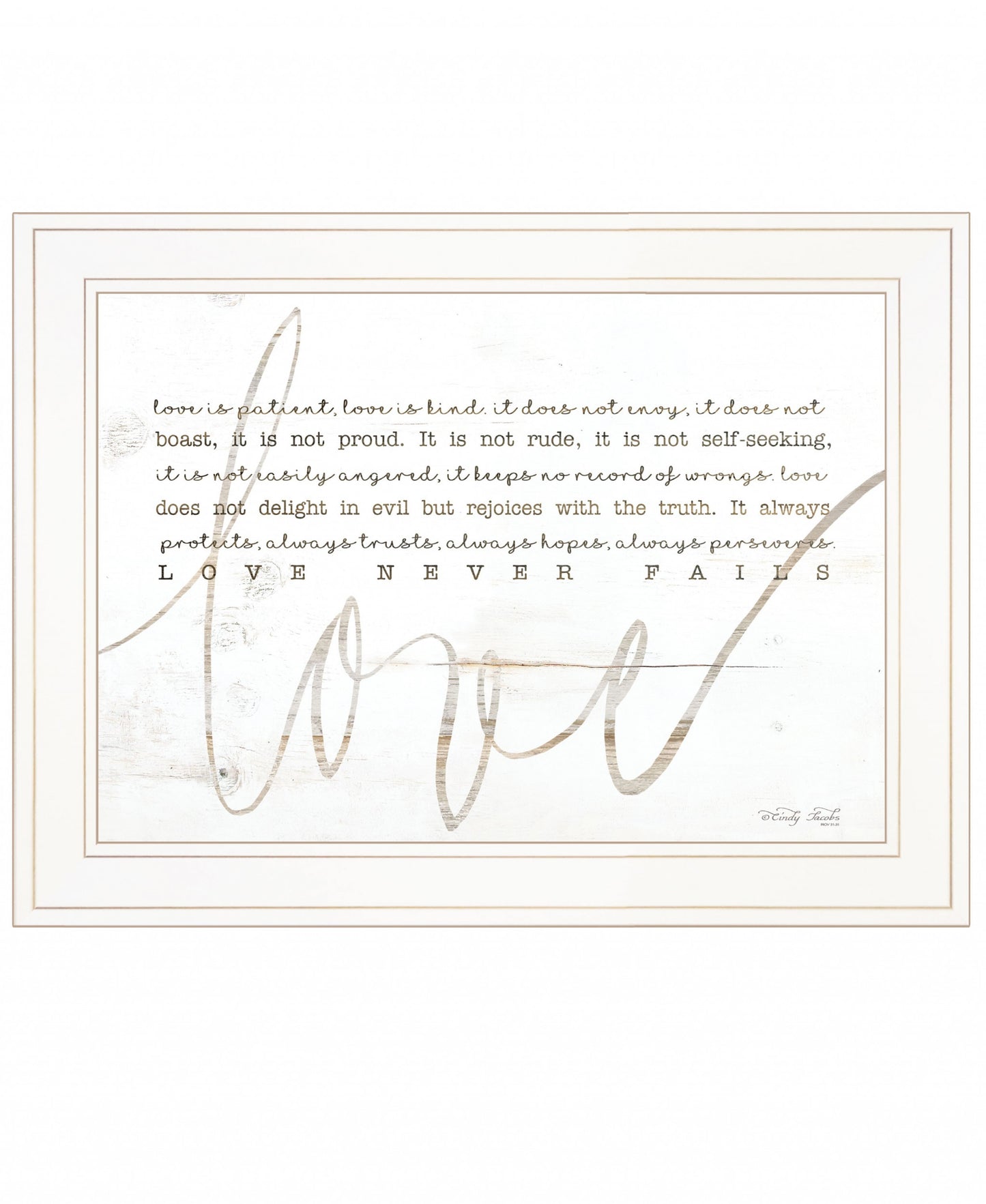 Love Never Fails 2 White Framed Print Wall Art