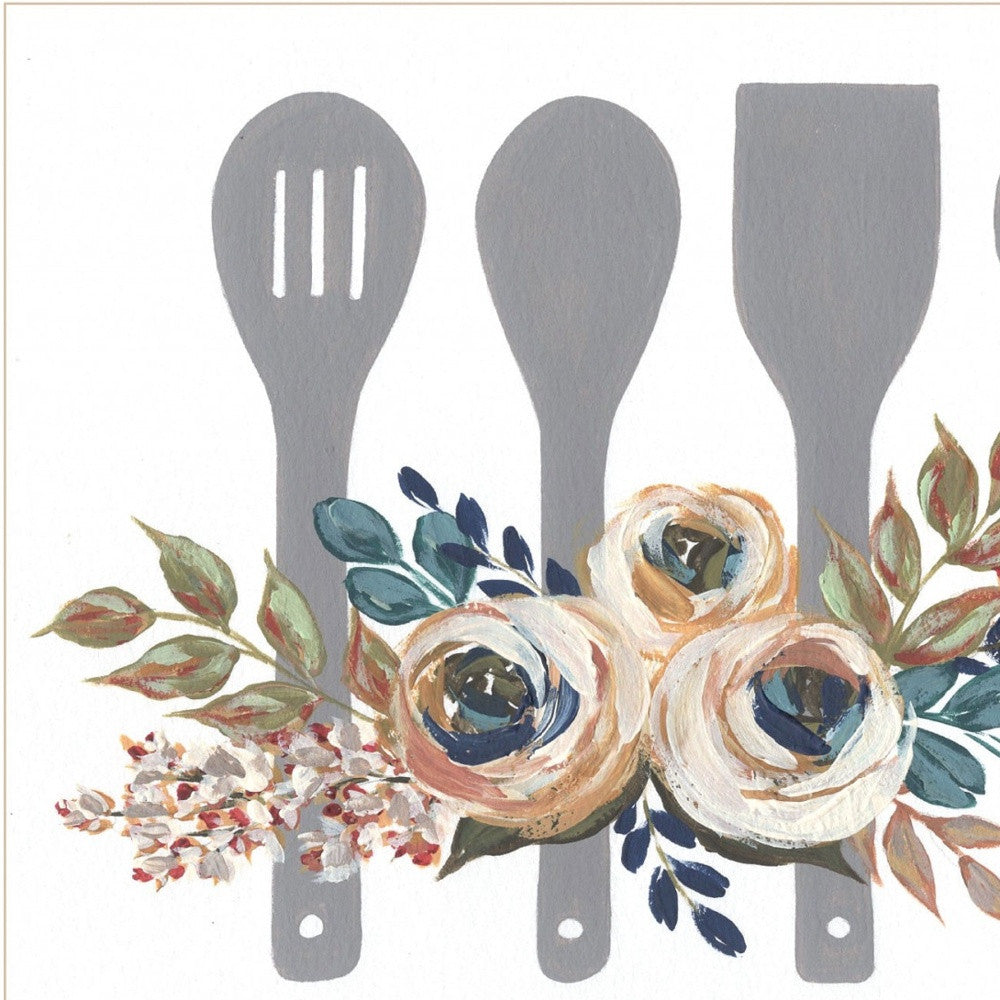 Fall Floral Baking Utensils 1 White Framed Print Wall Art