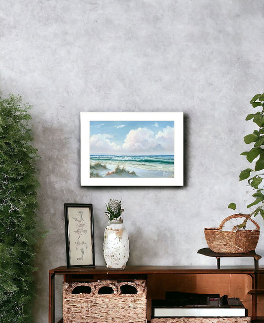 Beach 6 White Framed Print Wall Art
