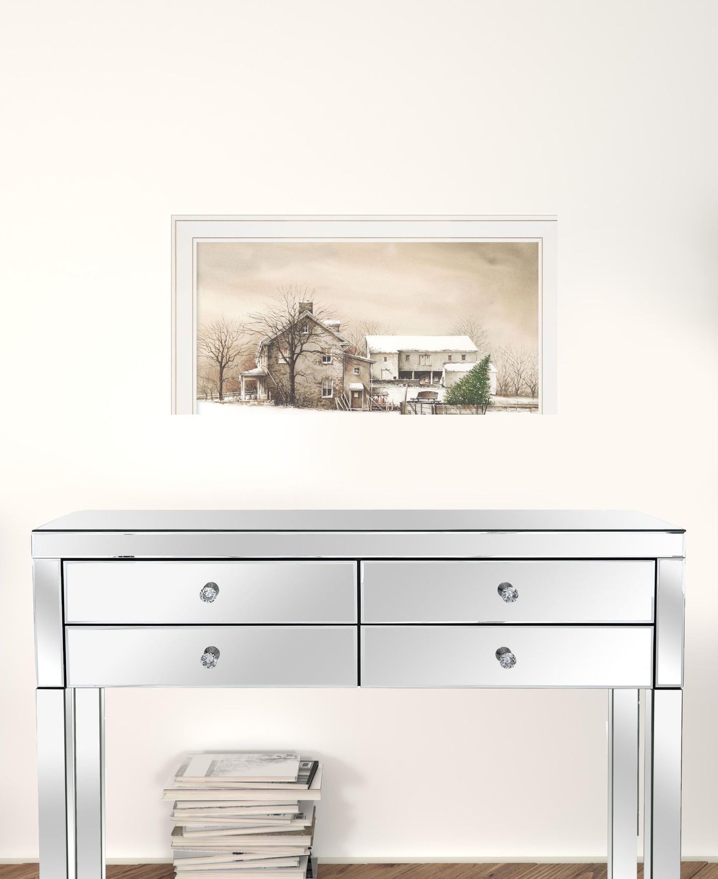 Bringing Home The Tree 2 White Framed Print Wall Art
