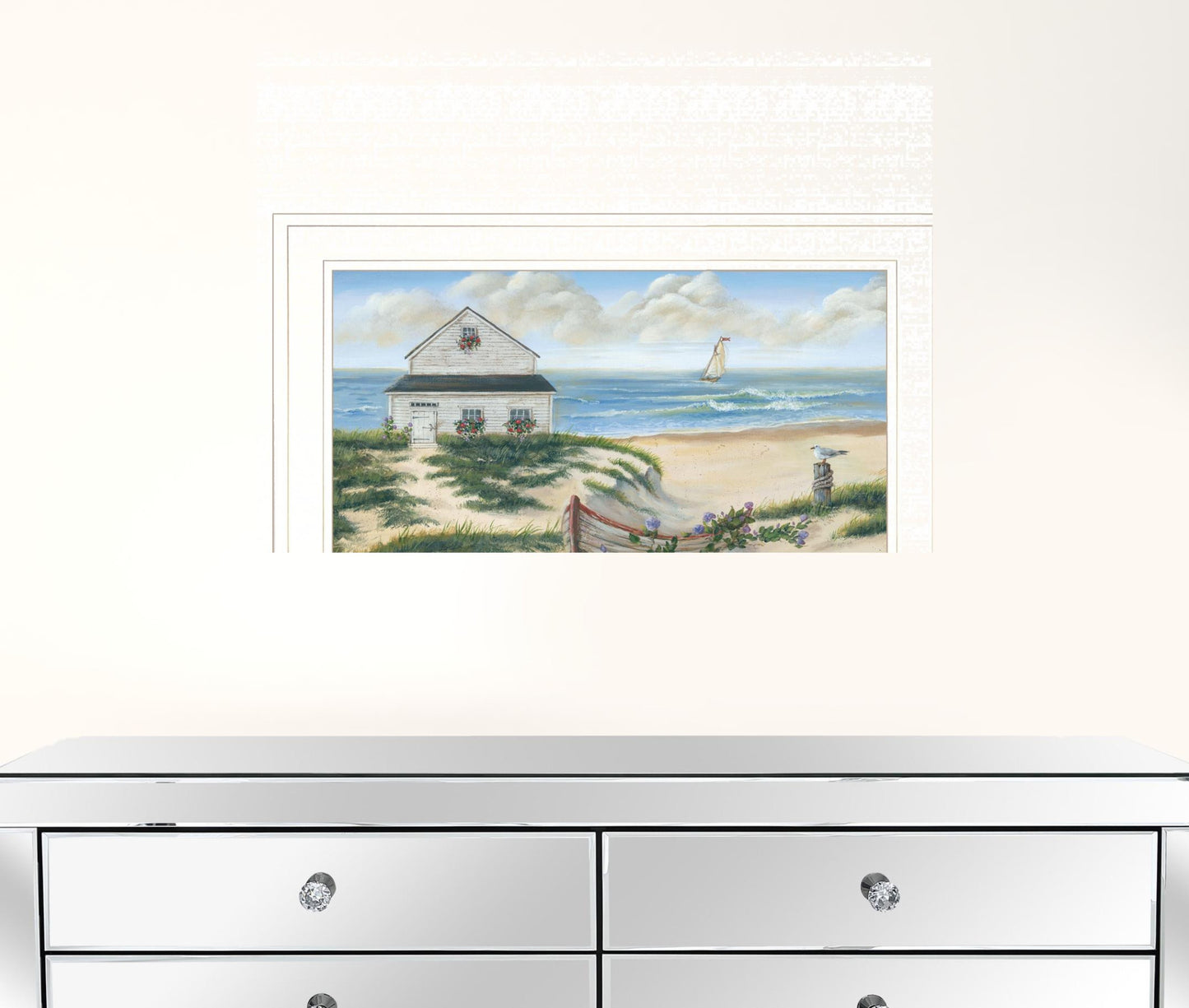 Beach Cottage II 2 White Framed Print Wall Art