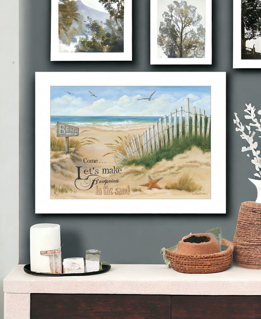 Footprint 1 White Framed Print Wall Art