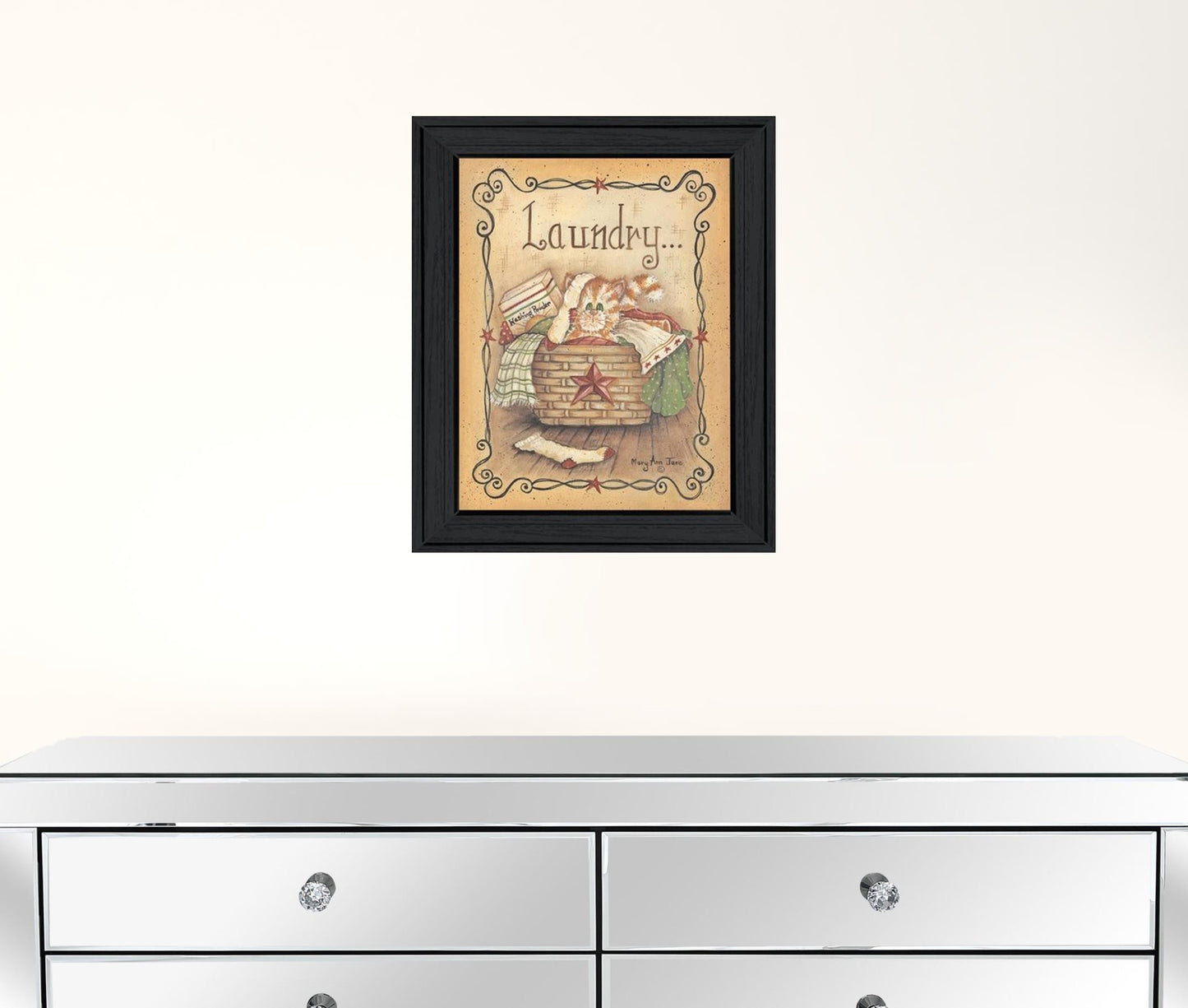 Laundry 1 Black Picture Frame Print Wall Art