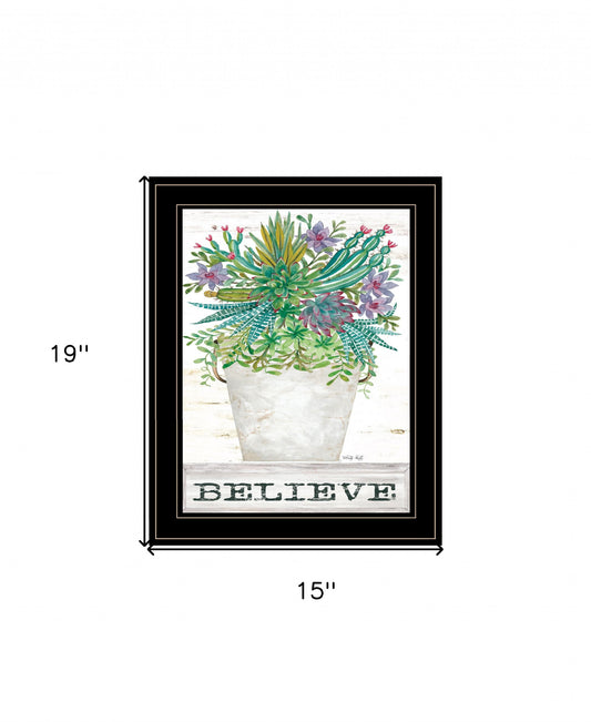 Believe Succulents 3 Black Framed Print Wall Art