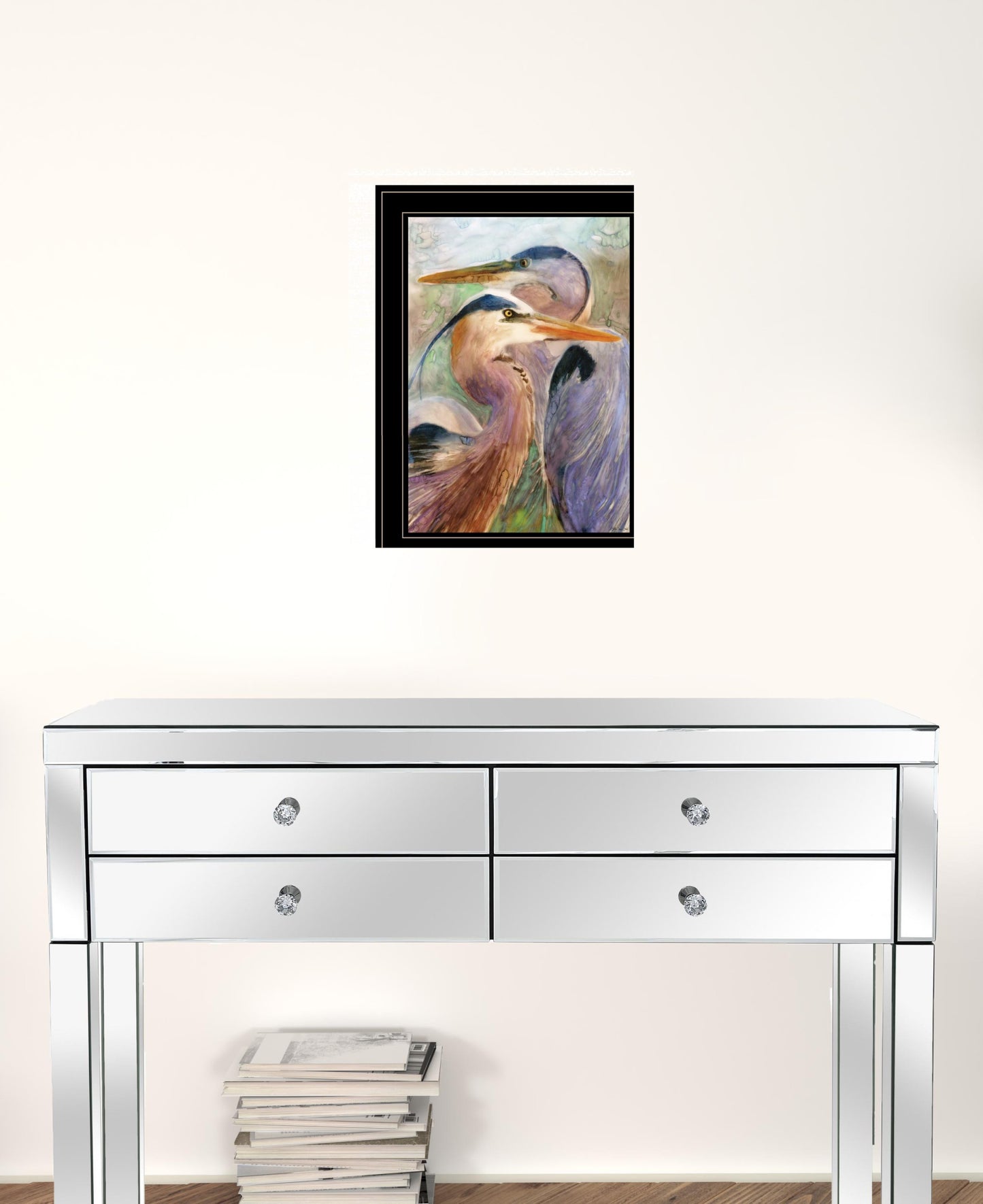 Blue Heron Duet 2 Black Framed Print Wall Art