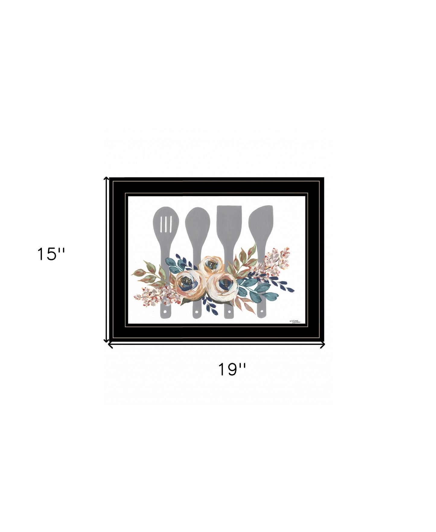 Fall Floral Baking Utensils 2 Black Framed Print Wall Art
