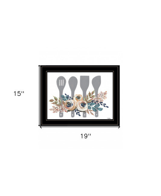 Fall Floral Baking Utensils 2 Black Framed Print Wall Art