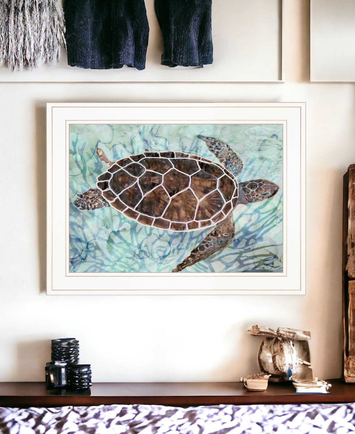 Sea Turtles Collage 1 White Framed Print Wall Art