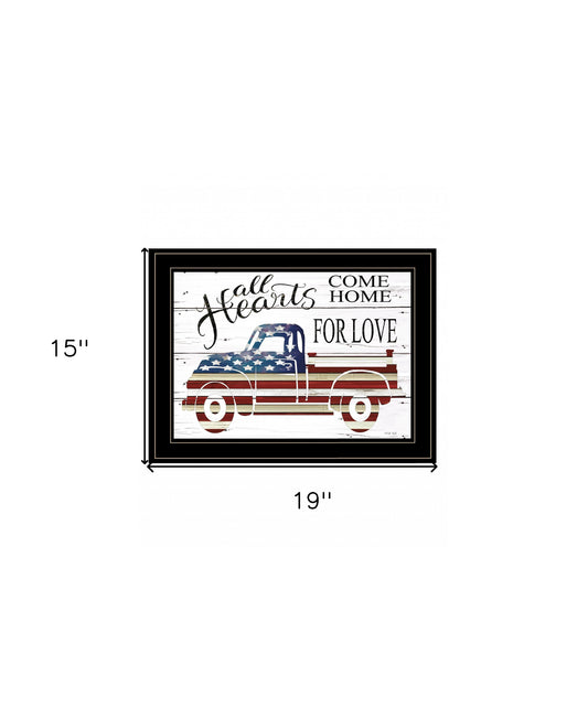 All Hearts Come Home For Love Truck 3 Black Framed Print Wall Art