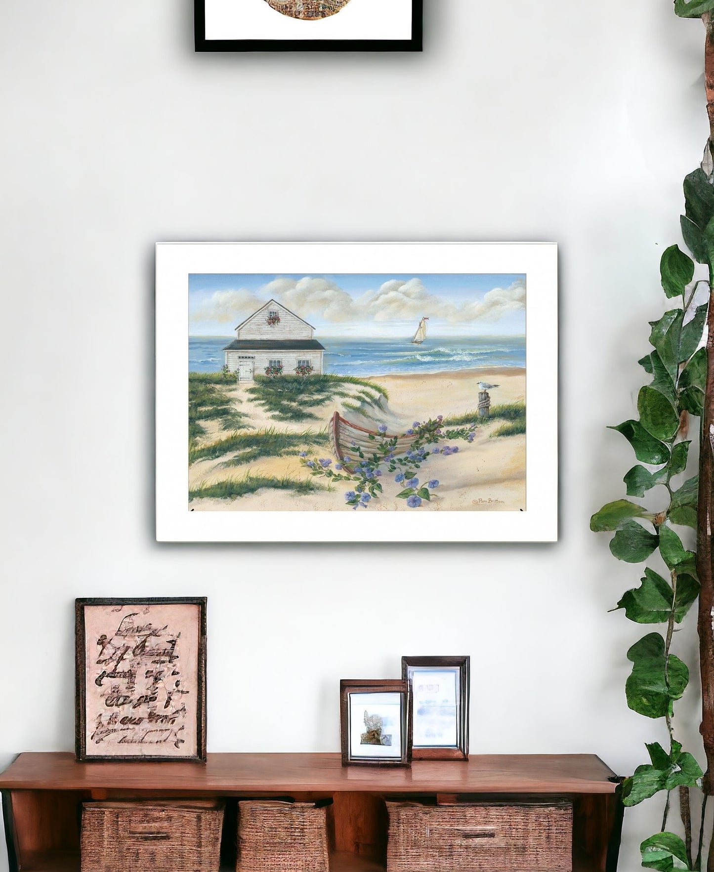 Beach Cottage II 1 White Framed Print Wall Art