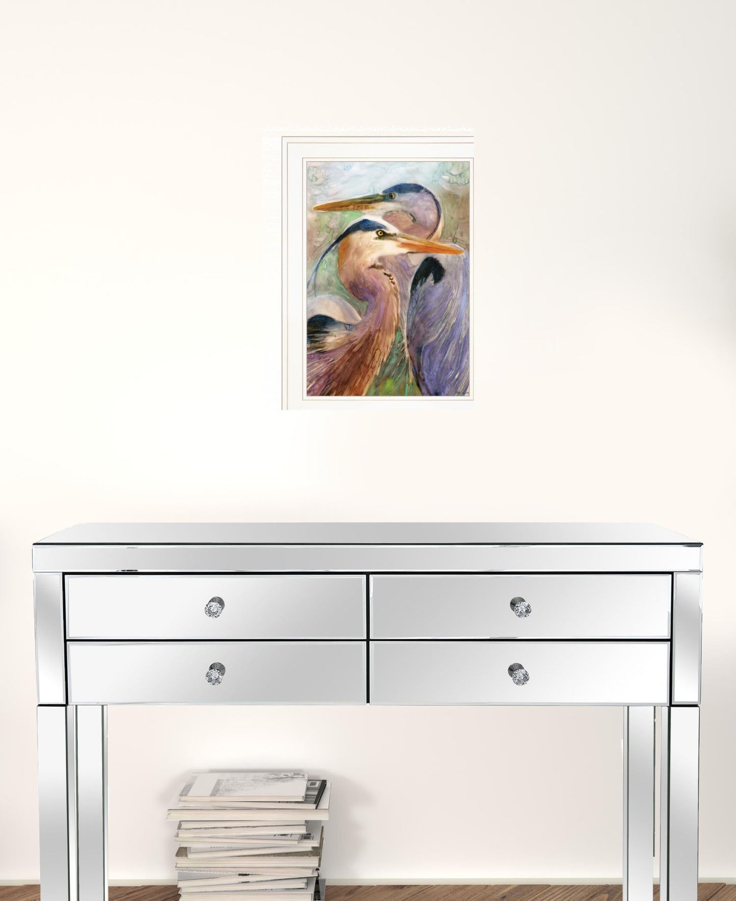 Blue Heron Duet 1 White Framed Print Wall Art