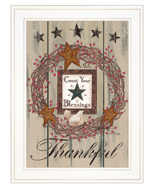 Count Your Blessings 1 White Framed Print Wall Art