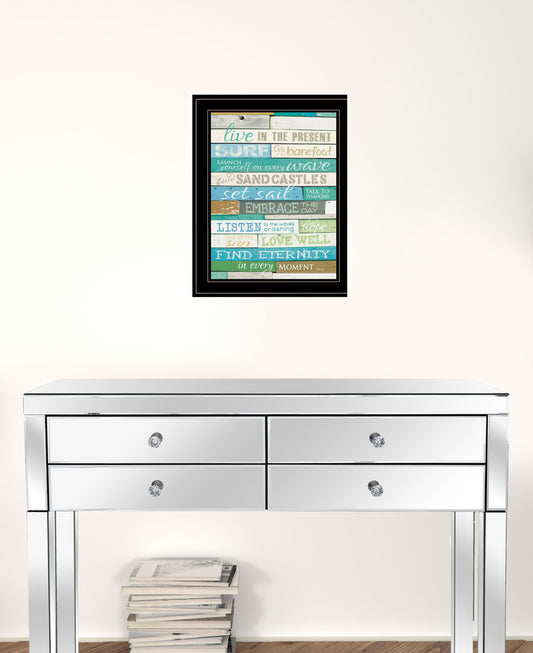 Live In The Present 3 Black Framed Print Wall Art