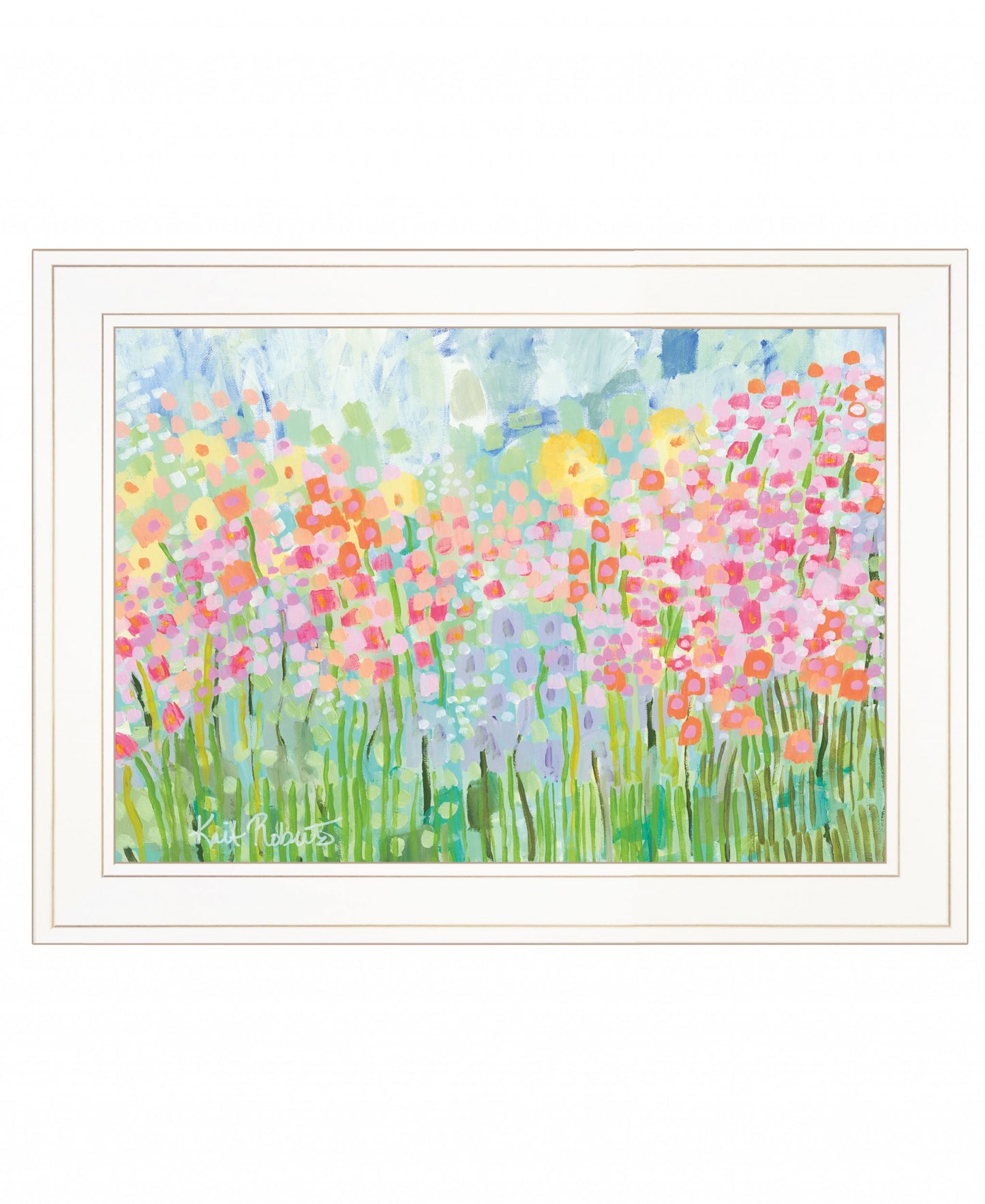 Colorful Abstract Field of Flowers White Framed Print Wall Art