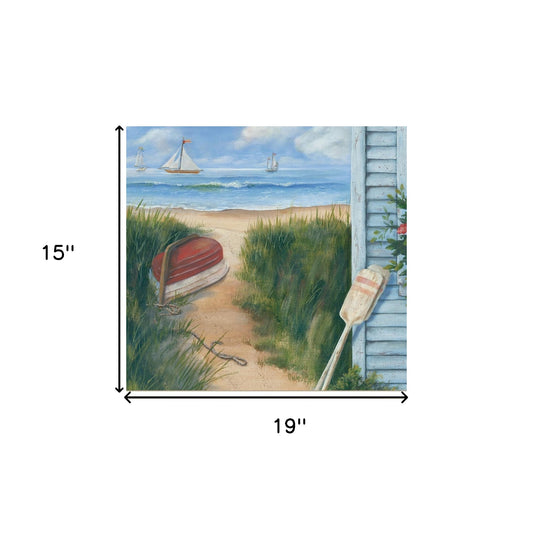 Beach Cottage 1 White Framed Print Wall Art