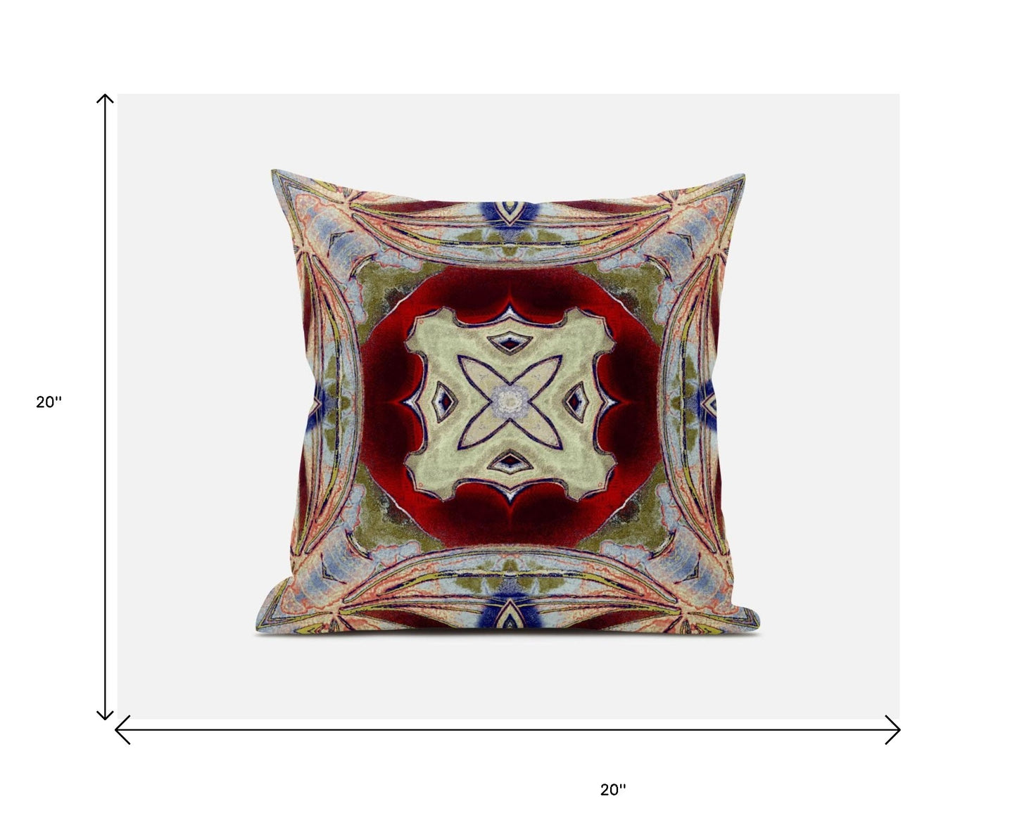 20” Magenta Red Geo Tribal Suede Throw Pillow