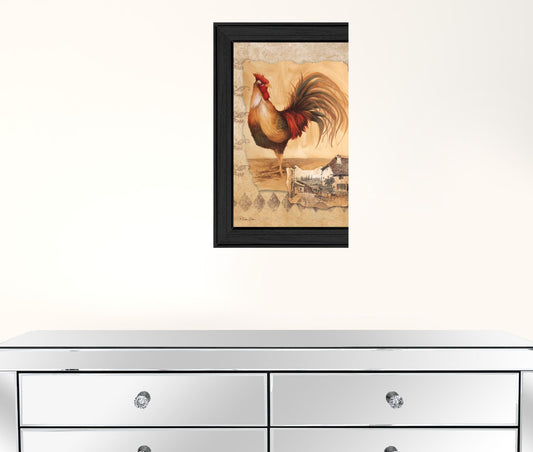 Rooster Montage II Black Framed Print Wall Art
