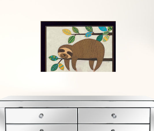 Hanging Sloth II 1 Black Framed Print Wall Art