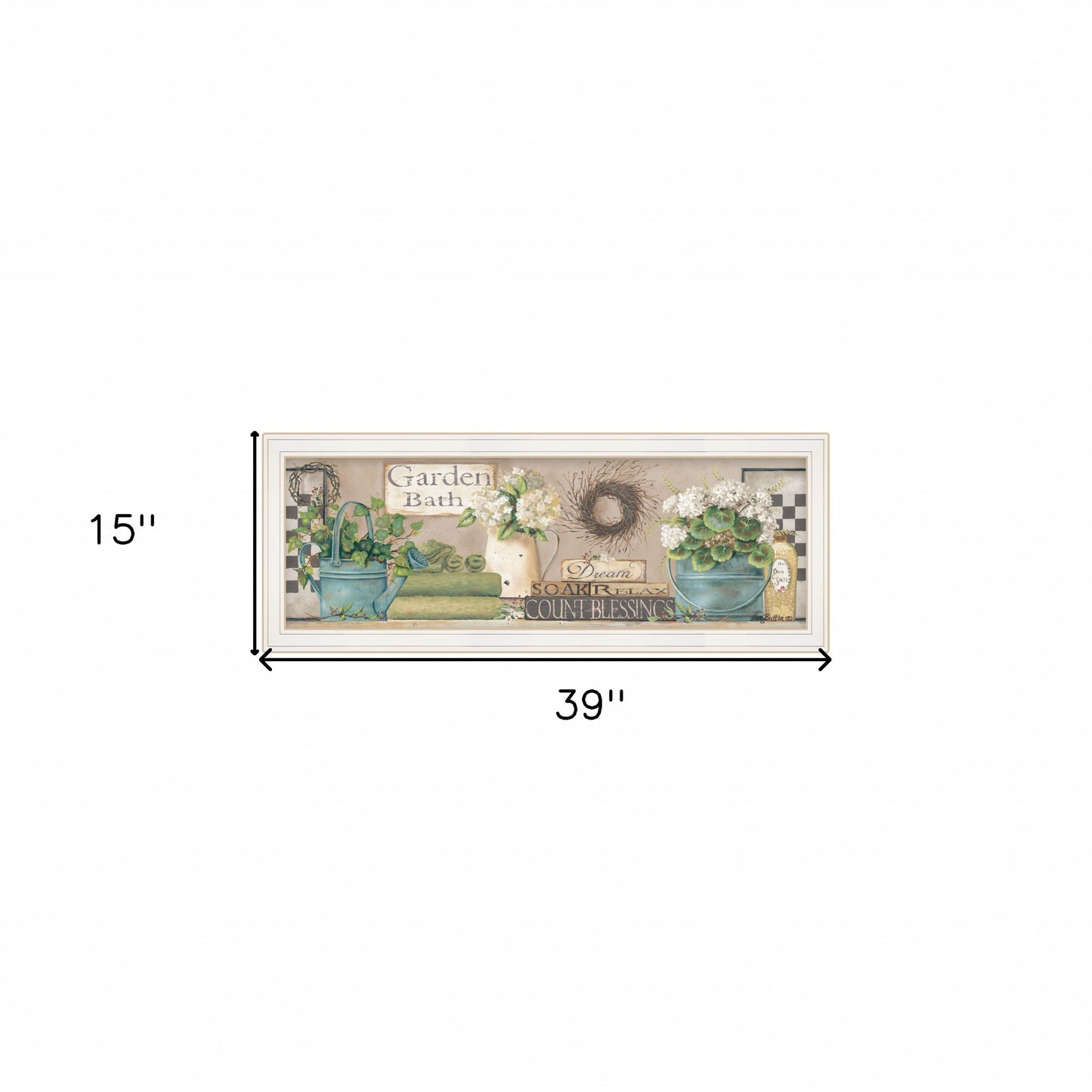 Garden Bath 1 White Framed Print Wall Art