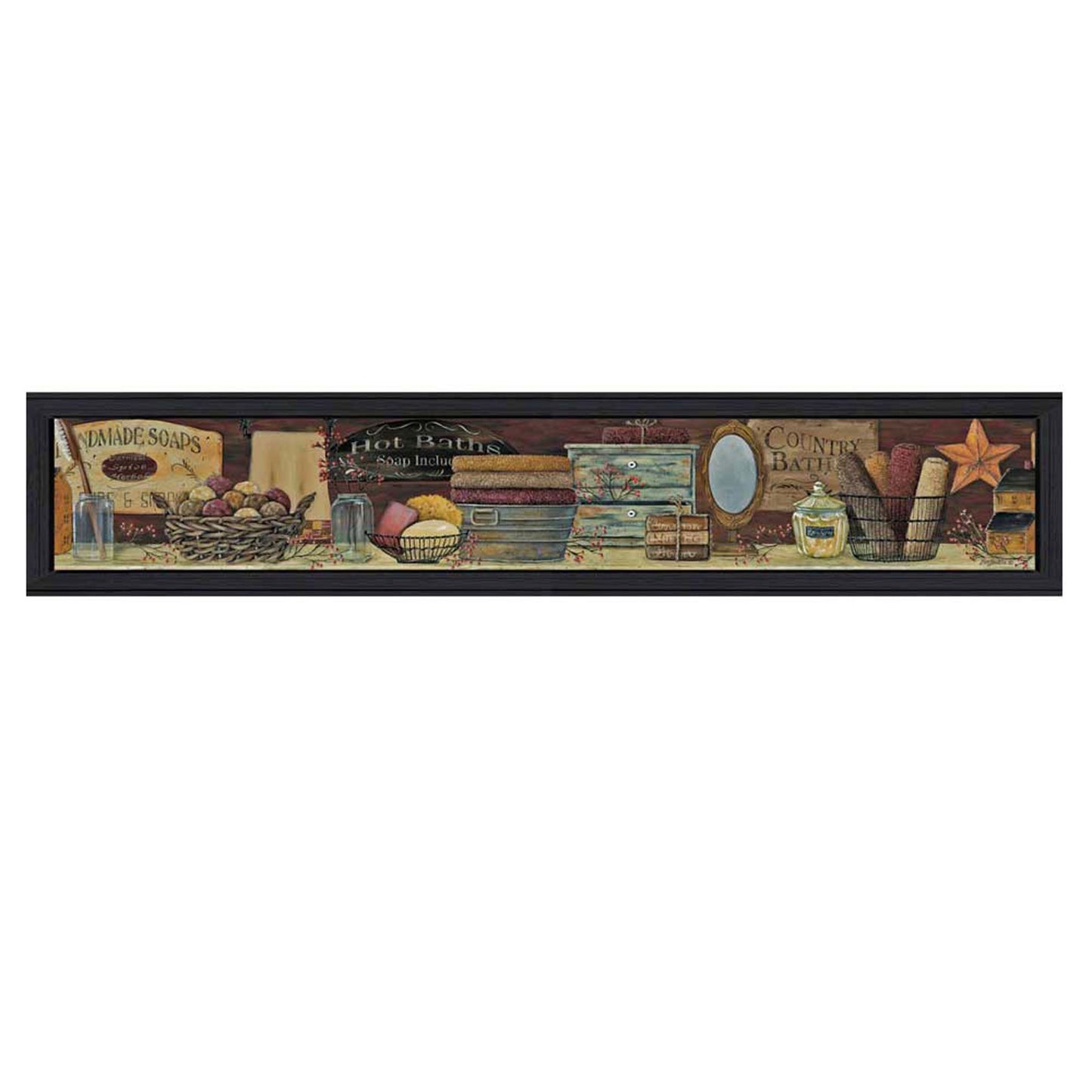 Country Bath Shelf 1 Black Framed Print Wall Art