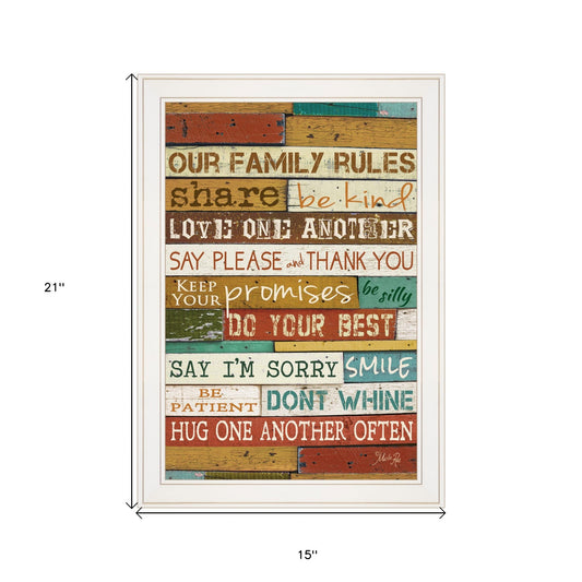 Our Family Rules 6 White Framed Print Wall Art