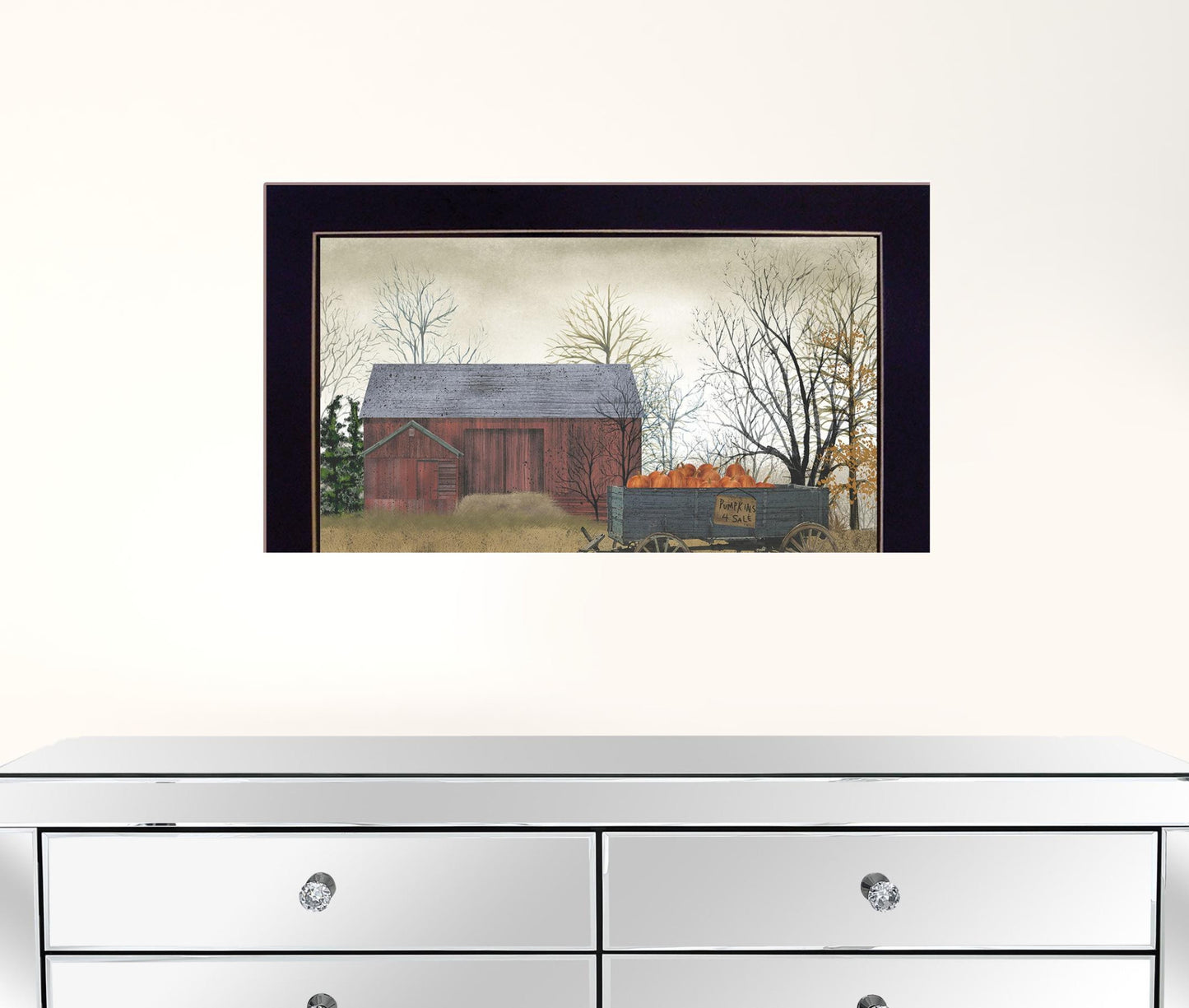 Pumpkin Wagon 1 Black Framed Print Wall Art