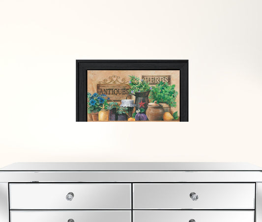 Antiques And Herbs Black Framed Print Wall Art
