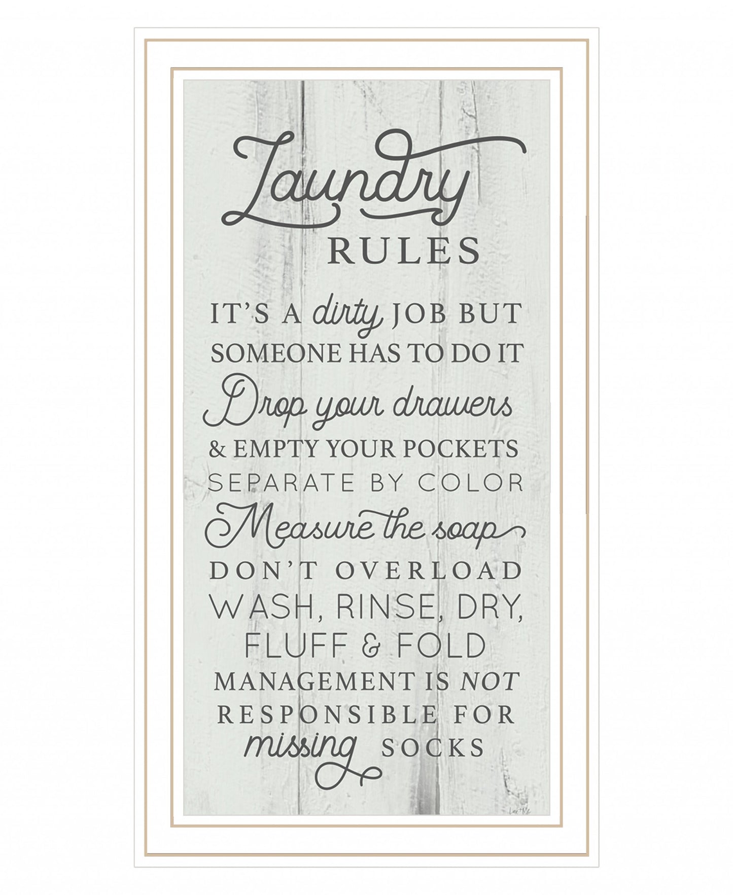 Laundry Rules 2 White Framed Print Wall Art