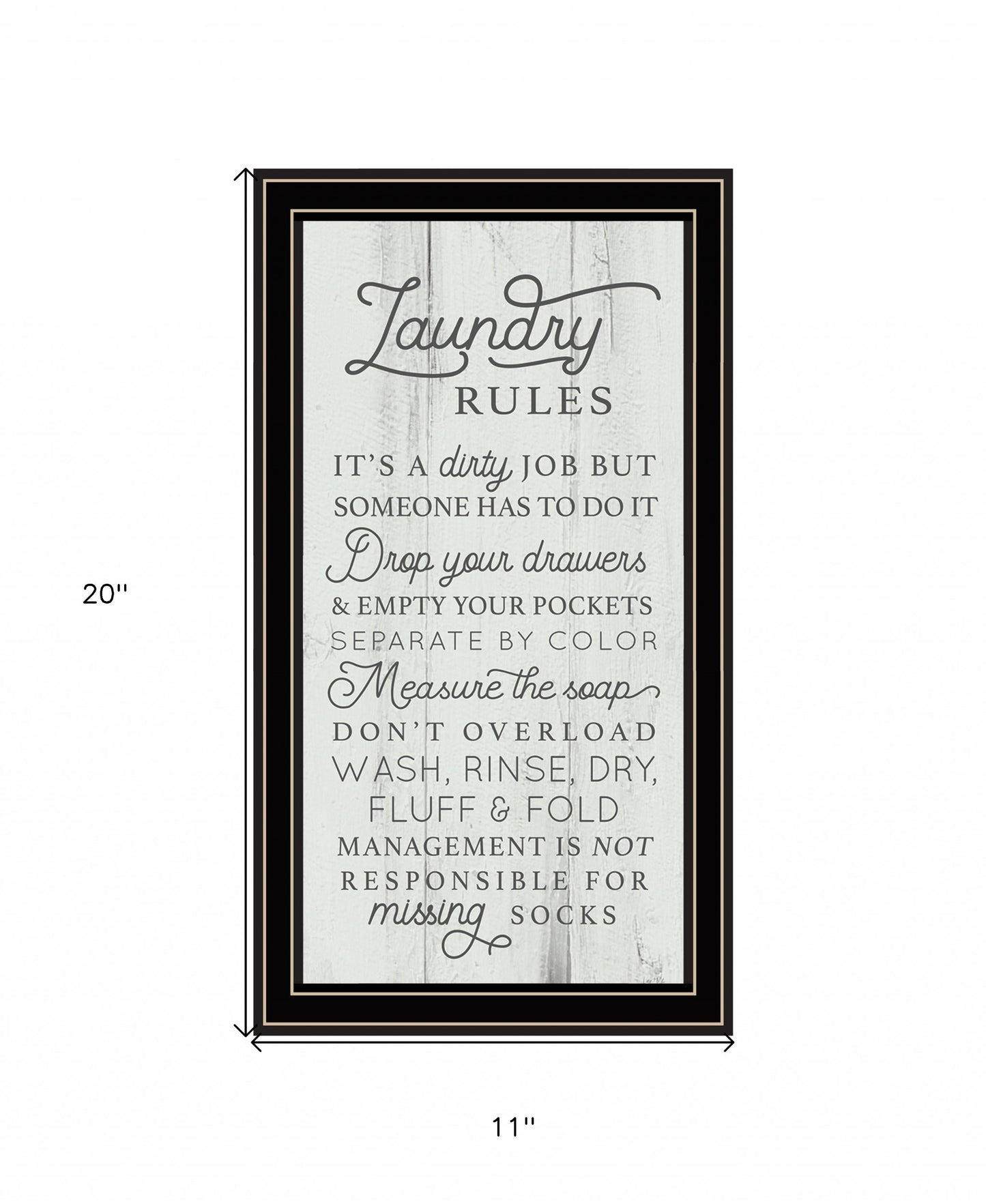 Laundry Rules 1 Black Framed Print Wall Art