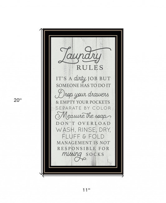 Laundry Rules 1 Black Framed Print Wall Art