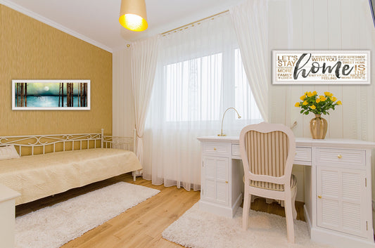 Set Of Two Love You to the Moon and Stay Home White Framed Print Wall Art