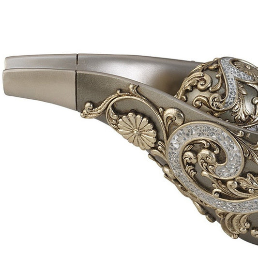 8" Silver Polyresin Filigree Decorative Bowl With Orbs