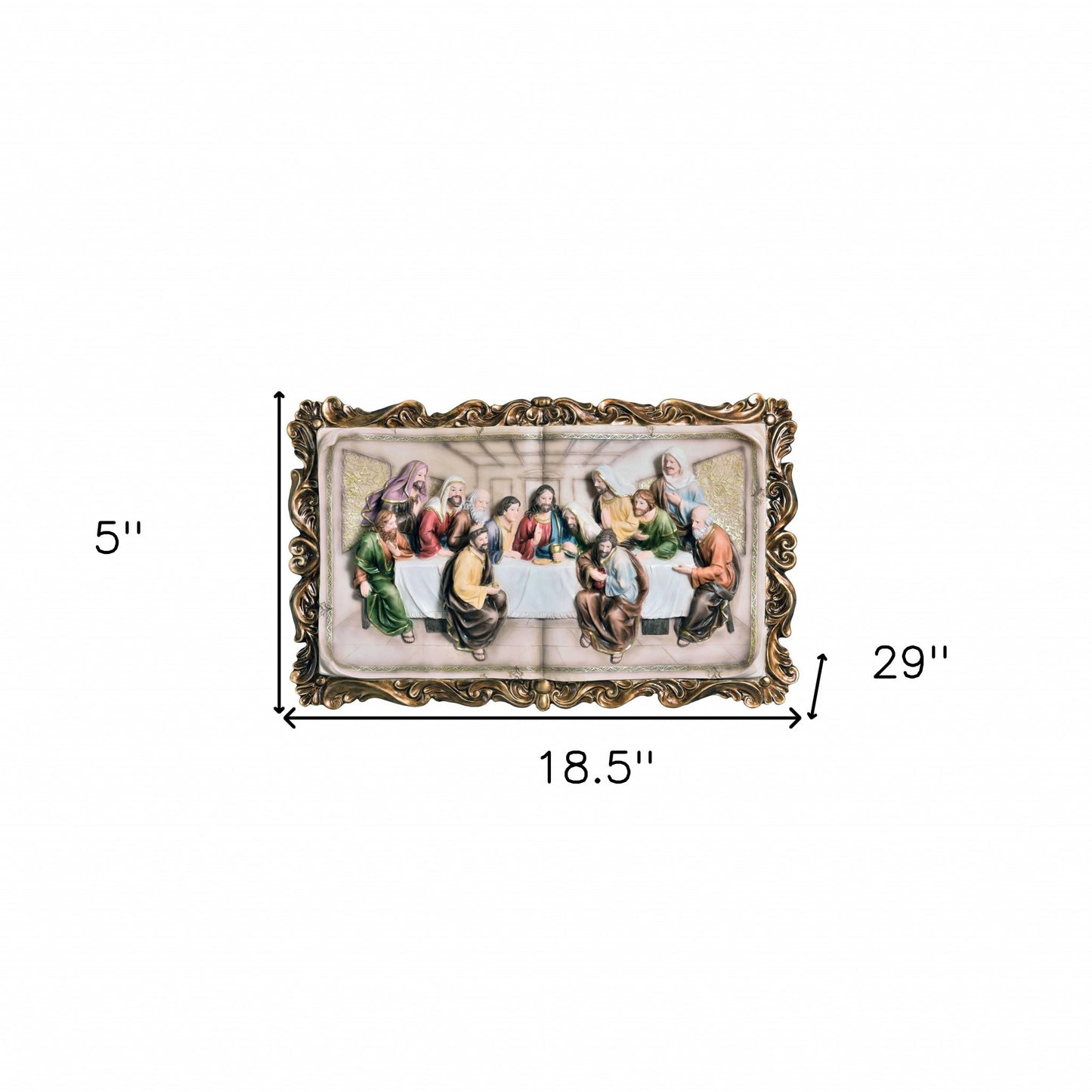 29" Rustic Gold Polyresin Last Supper Decorative Plaque Sculpture