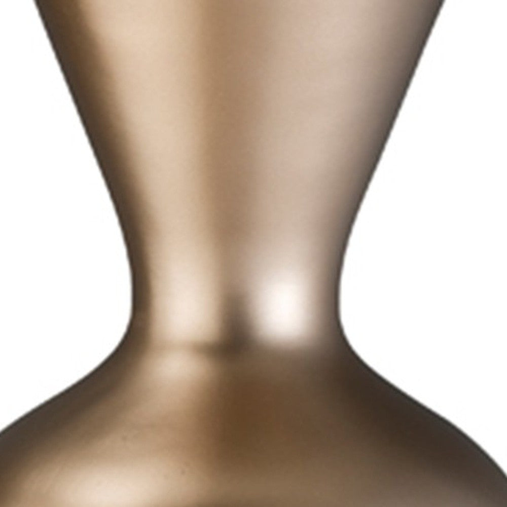 22" Gold and Brown Geometric Polyresin Floor Vase