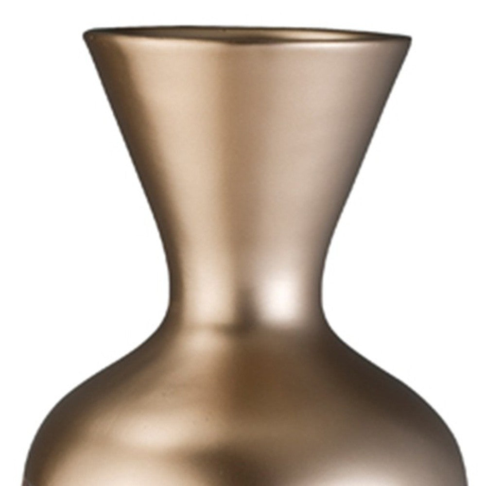 22" Gold and Brown Geometric Polyresin Floor Vase