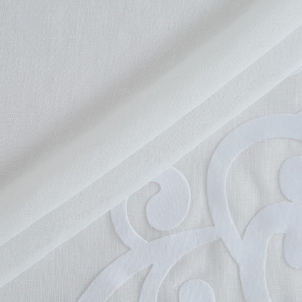Set of Two 96" White Velvet Applique Window Panels