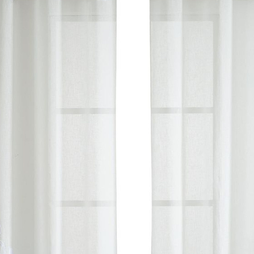 Set of Two 96" White Velvet Applique Window Panels