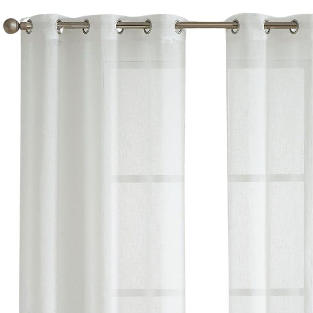 Set of Two 84" White Velvet Applique Window Panels
