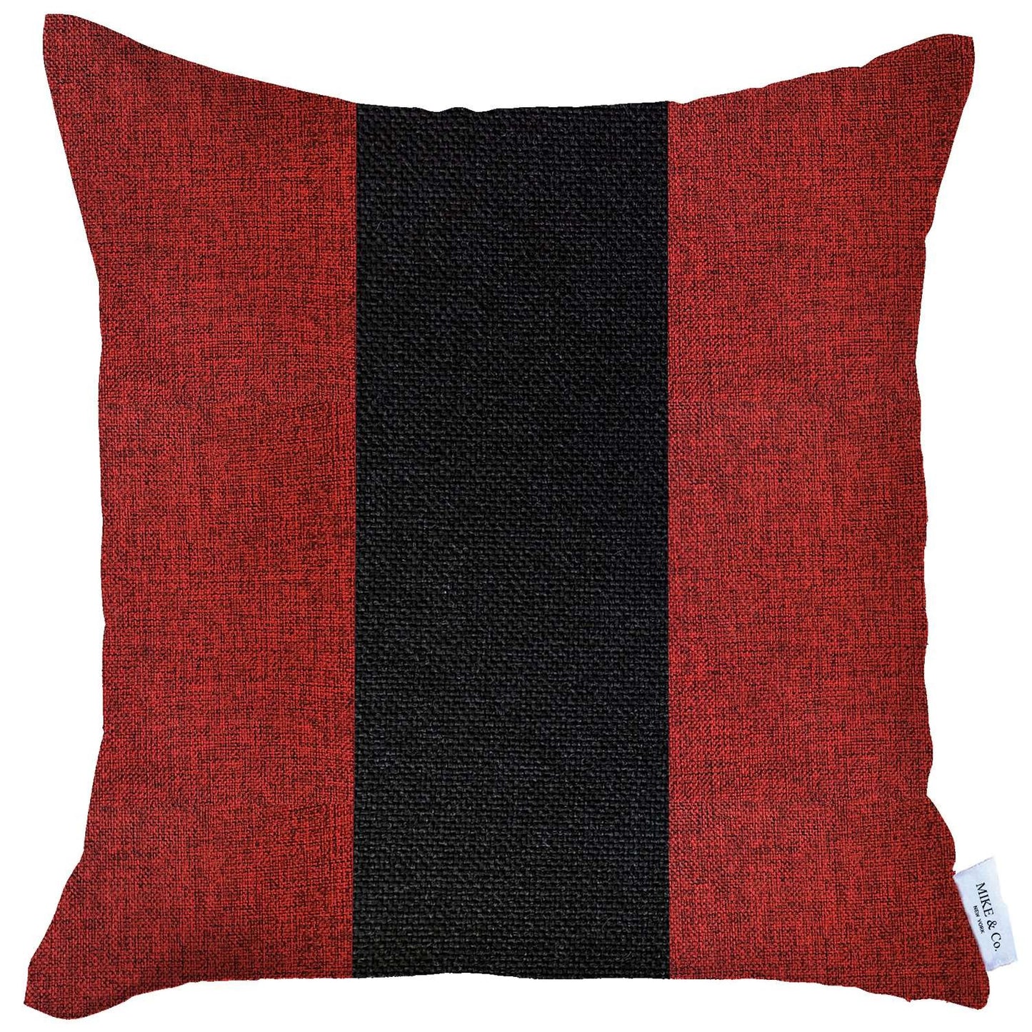 18" X 18" Black And Red Geometric Zippered Handmade Polyester Throw Pillow Cover