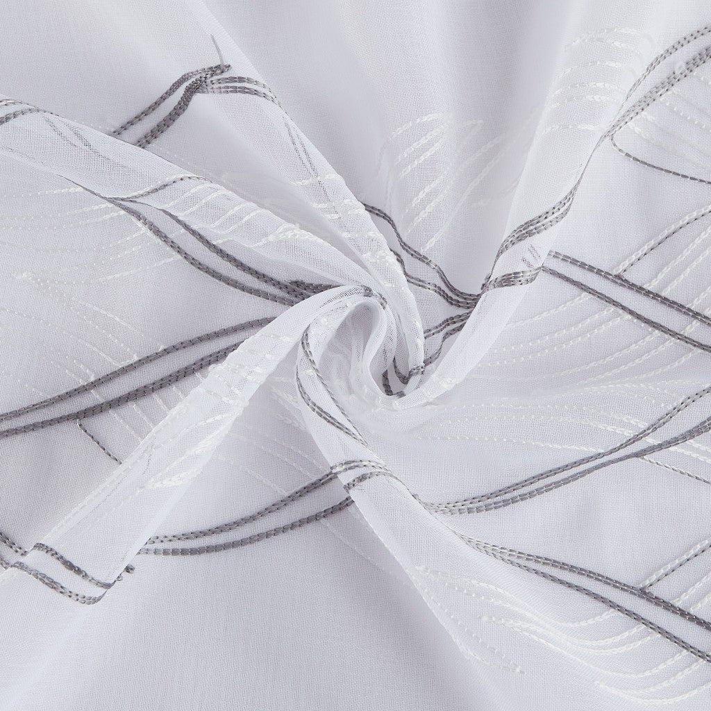 Set of Two 84" White Wave Embroidered Window Panels