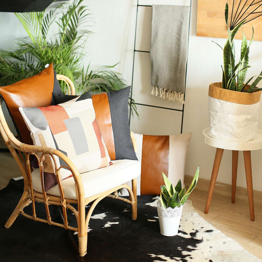 18" X 18" Black And Grey Abstract Zippered Handmade Polyester Throw Pillow Cover