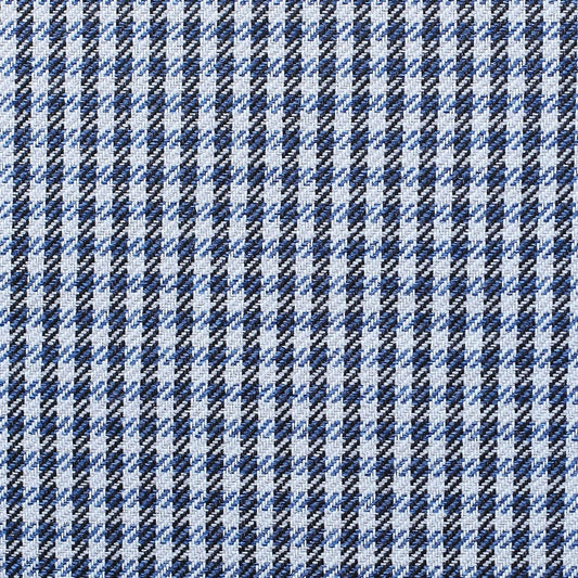 Set Of Four 18" X 18" White And Blue Houndstooth Zippered Handmade Polyester Throw Pillow