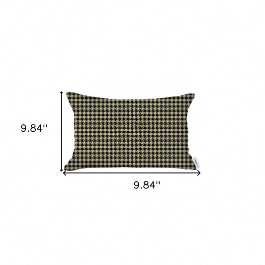 12" X 20" Yellow Houndstooth Zippered Handmade Polyester Lumbar Pillow Cover