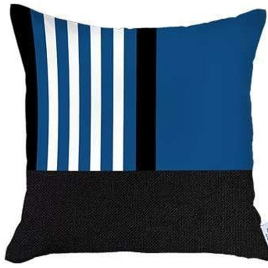 Set Of Four 18" X 18" Blue Striped Zippered Handmade Polyester Throw Pillow