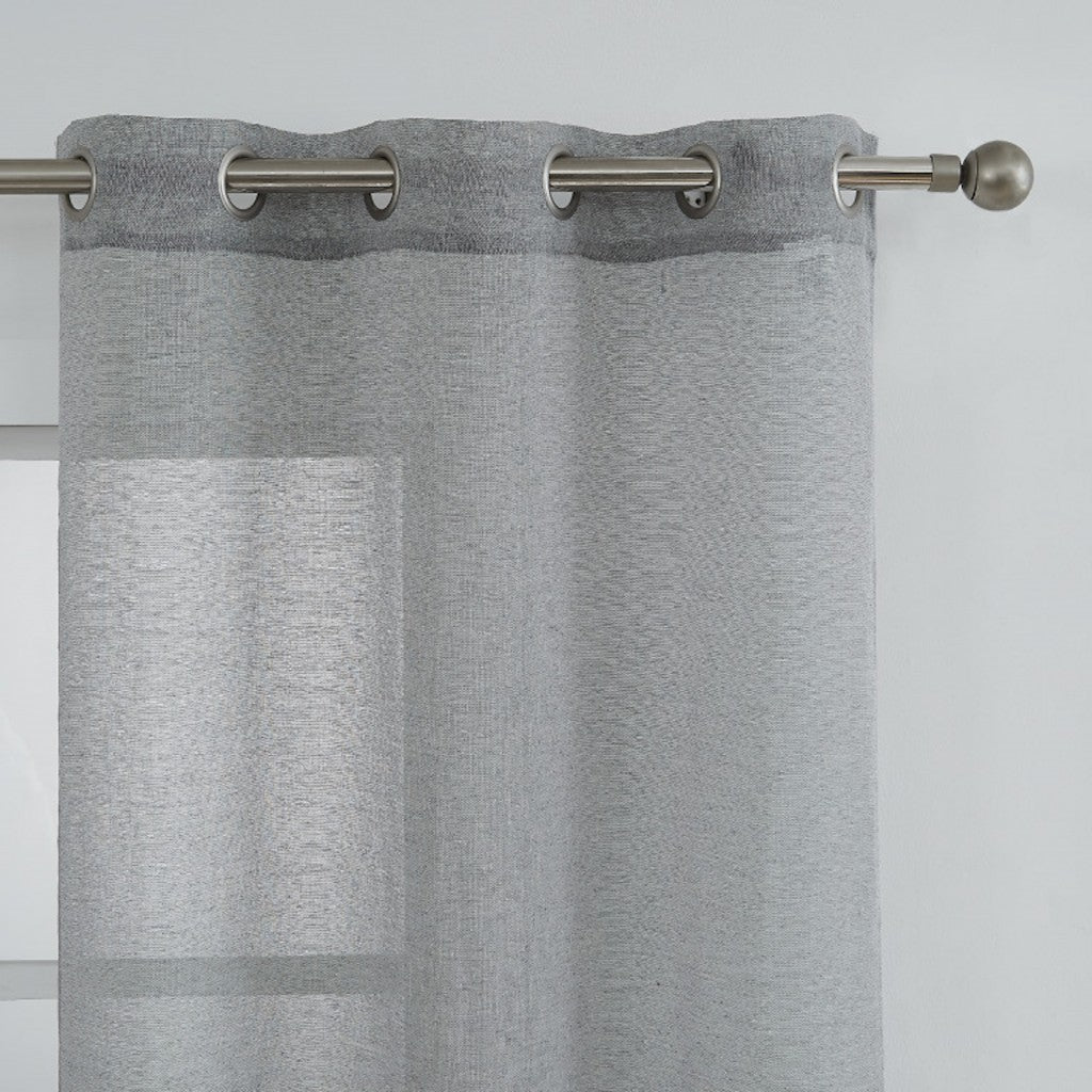 Set of Two 84" Silver Velvet Applique Window Panels