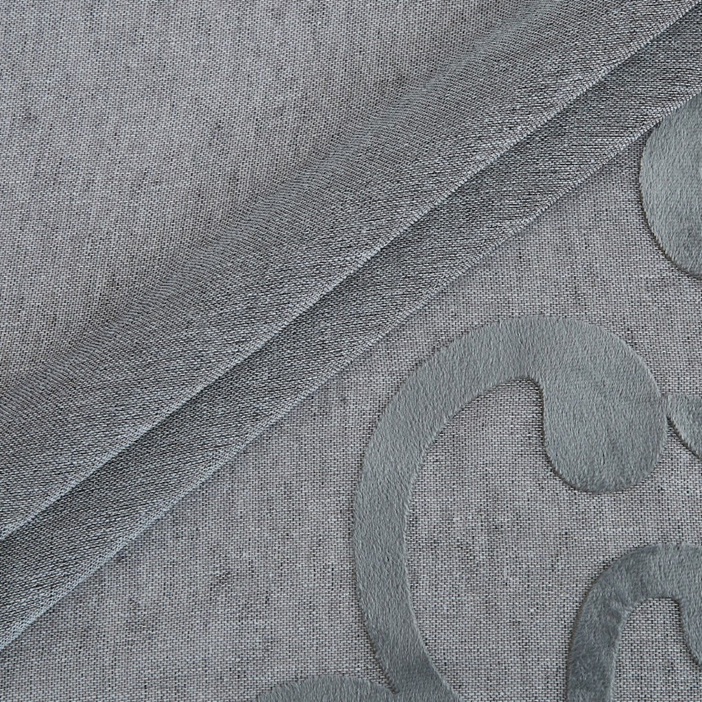 Set of Two 84" Silver Velvet Applique Window Panels