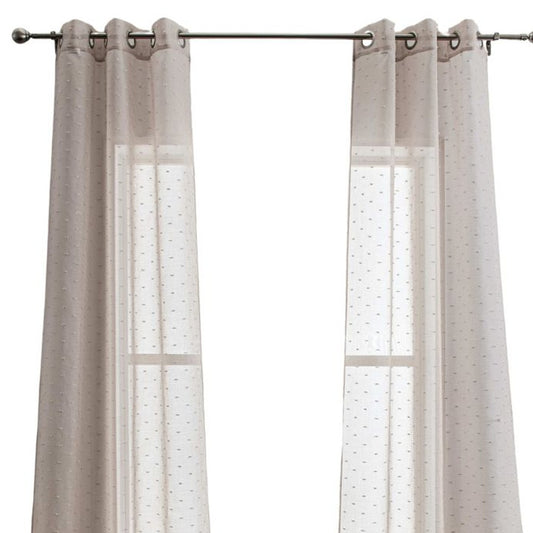 Set of Two 84" Tan Ribbon Embellished Window Curtain Panels