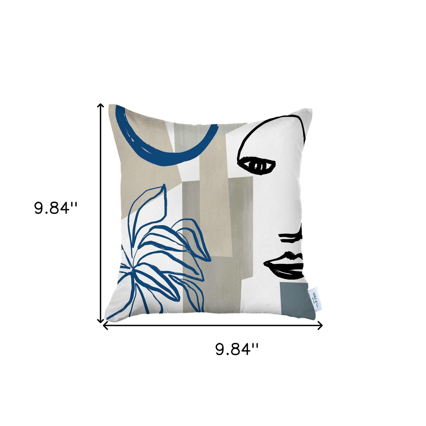 18" X 18" Blue And Black Abstract Zippered Handmade Polyester Throw Pillow Cover